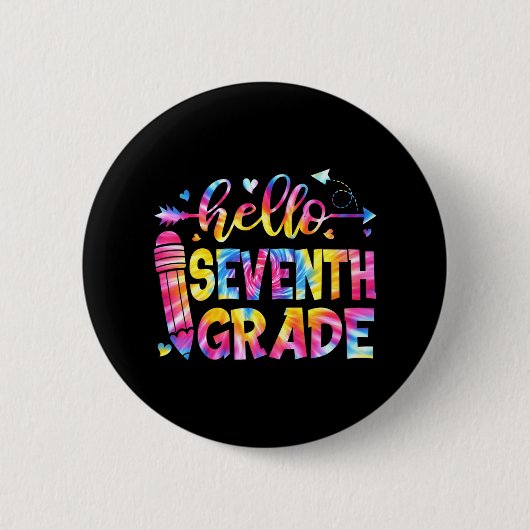 Tie Dye Hallo 7e graad Leerleraar Student terug T Ronde Button 5,7 Cm (Voorkant)