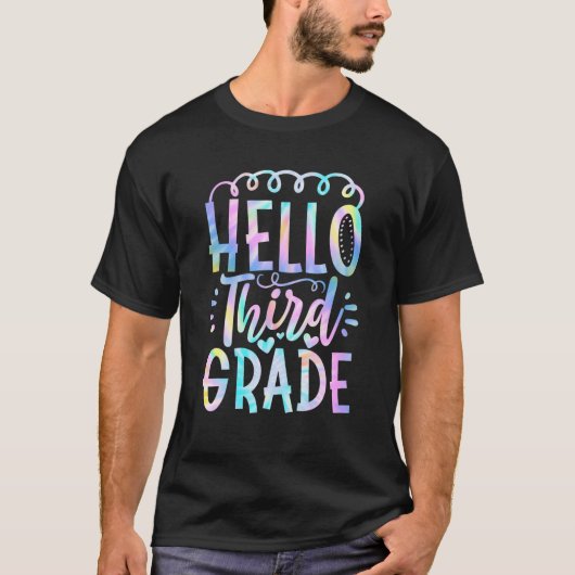 Tie Dye Hallo derde klas eerste schooldag T-shirt (Voorkant)