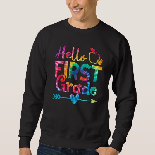 Tie Dye Hallo eerste graad terug naar het Kind van Trui (Voorkant)