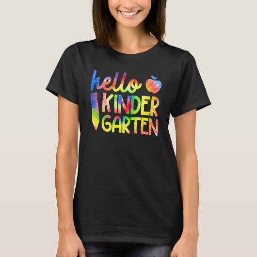 Tie Dye Hallo First Grade Team Kindergarten Back T T-shirt (Voorkant)