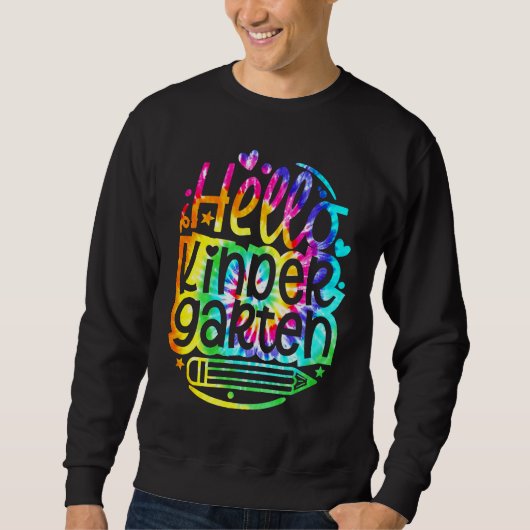 Tie Dye Hallo Kleuterschool Terug naar school Eers Trui (Voorkant)