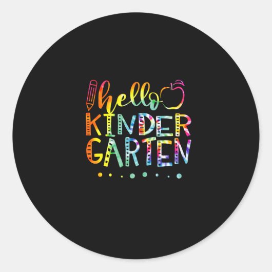 Tie Dye Hallo tweede Kindergarten Ronde Sticker (Voorkant)