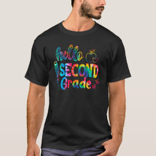 Tie Dye Hallo tweede klas eerste schooldag T-shirt