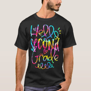 Tie Dye Hallo tweede klas leraar eerste dag T-shirt