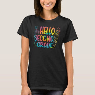 Tie Dye Hallo tweede klas leraar eerste dag T-shirt