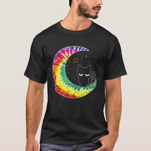 Tie Dye Halvemaan Kat Ruwe Kitty T-shirt (Voorkant)