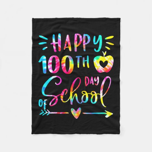 Tie Dye Happy 100e dag lerarenstudent 100 Fleece Deken (Voorkant)