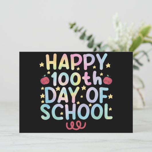Tie Dye Happy 100e dag van de leerling Kaart (Staand voorkant)