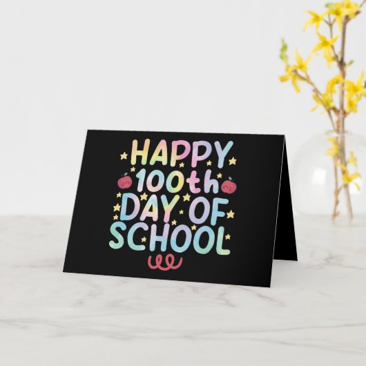 Tie Dye Happy 100e dag van de leerling Kaart (Gele Bloem)