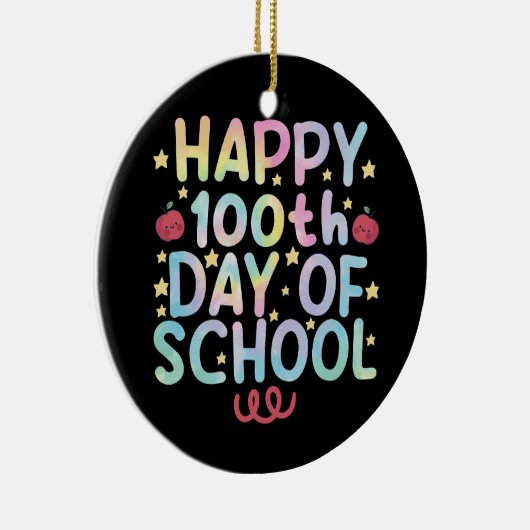 Tie Dye Happy 100e dag van de leerling Keramisch Ornament (Rechts)