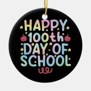 Tie Dye Happy 100e dag van de leerling Keramisch Ornament