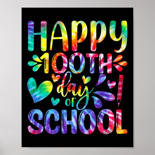 Tie Dye Happy 100e dag van de leerling Poster (Voorkant)