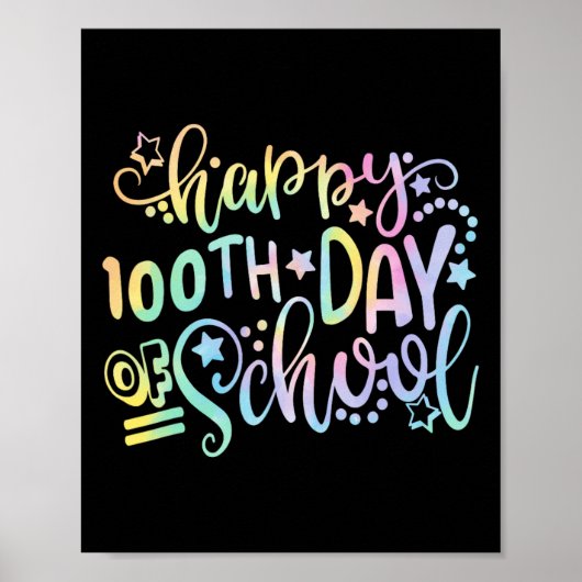 Tie Dye Happy 100e dag van de leerling Poster (Voorkant)