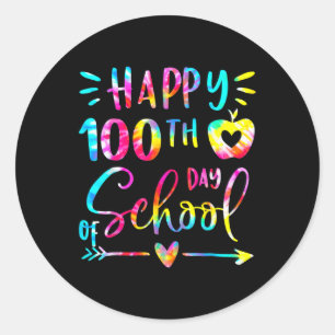 Tie Dye Happy 100e dag van de leerling Ronde Sticker