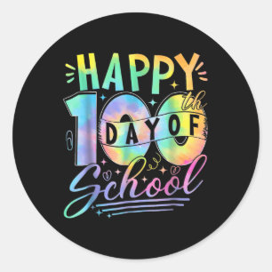 Tie Dye Happy 100e dag van de leerling Ronde Sticker