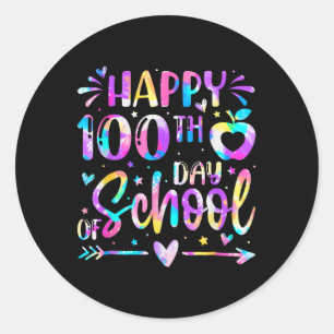 Tie Dye Happy 100e dag van de leerling Ronde Sticker