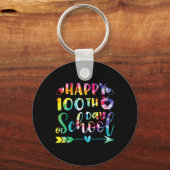 Tie Dye Happy 100e dag van de leerling Sleutelhanger (Voorkant)