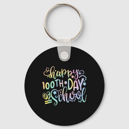 Tie Dye Happy 100e dag van de leerling Sleutelhanger (Voorkant)