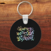 Tie Dye Happy 100e dag van de leerling Sleutelhanger (Voorkant)