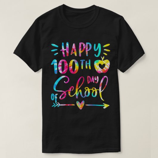 Tie Dye Happy 100e dag van de leerling T-shirt (Design voorkant)