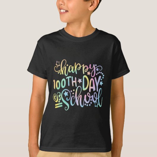 Tie Dye Happy 100e dag van de leerling T-shirt (Voorkant)