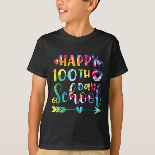 Tie Dye Happy 100e dag van de leerling T-shirt (Voorkant)