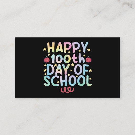 Tie Dye Happy 100e dag van de leerling Visitekaartje (Voorkant)