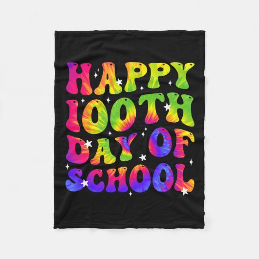 Tie Dye Happy 100e dag van schoolleerlingen Kinder Fleece Deken (Voorkant)
