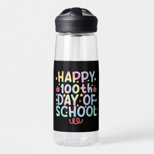 Tie Dye Happy 100ste Dag Van School Leraar Student Waterfles (Voorkant)