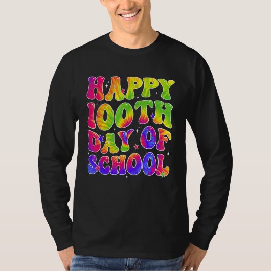 Tie Dye Happy 100th Day of School Students Kids Te T-shirt (Voorkant)