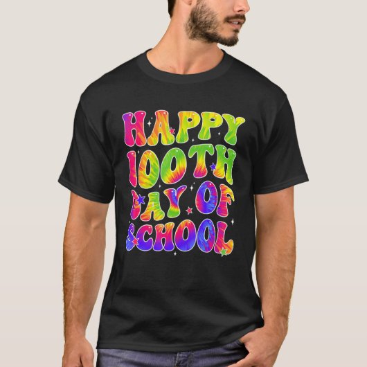 Tie Dye Happy 100th Day of School Students Kids Te T-shirt (Voorkant)