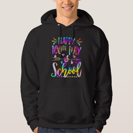 Tie Dye Happy 100th Day Of School Teacher Student  Hoodie (Voorkant)