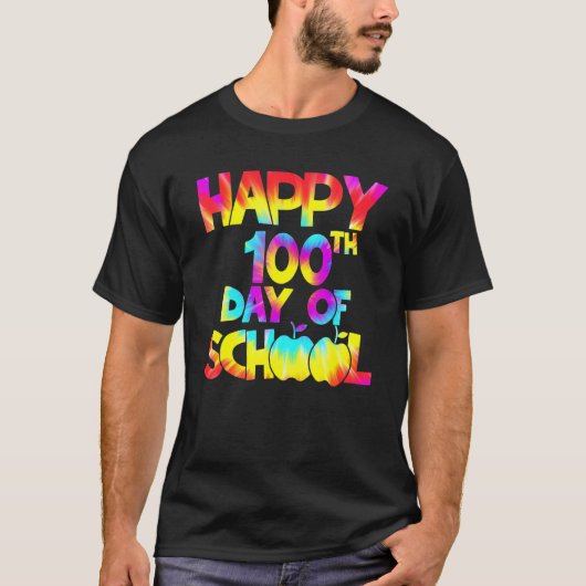 Tie Dye Happy 100th Day Of School Teacher Student  T-shirt (Voorkant)