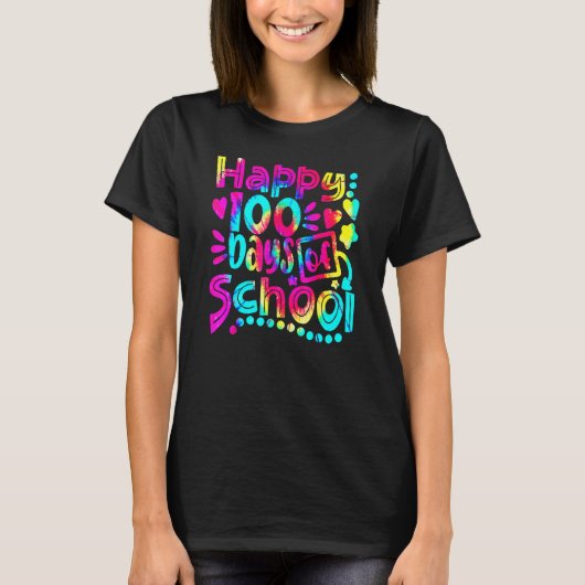 Tie Dye Happy 100th Day Of School Teacher Student  T-shirt (Voorkant)