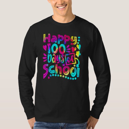 Tie Dye Happy 100th Day Of School Teacher Student  T-shirt (Voorkant)