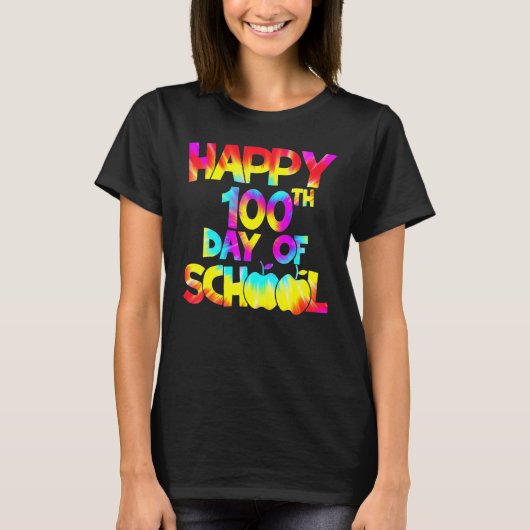 Tie Dye Happy 100th Day Of School Teacher Student  T-shirt (Voorkant)