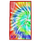Tie Dye Happy Birthday Gift Bag Klein Cadeauzakje (Voorkant)