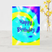 Tie Dye Happy Birthday jaren '60 Kaart (Gele Bloem)