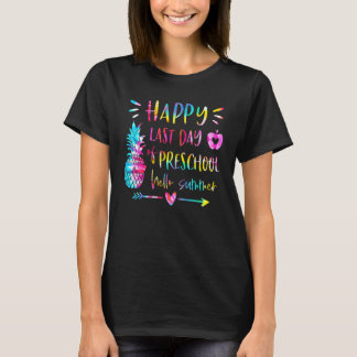 Tie Dye Happy Laatste dag voorschoolse Hallo T-shirt