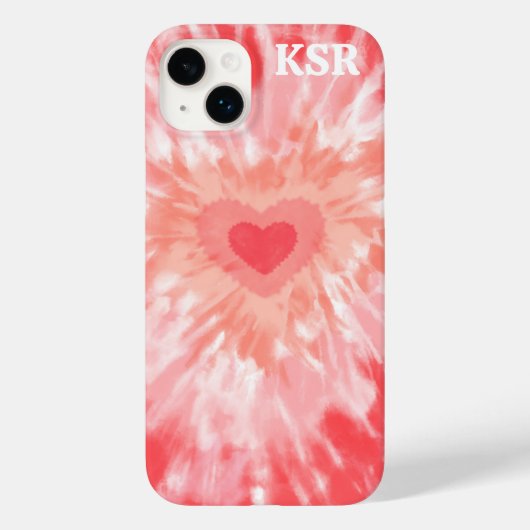 Tie Dye Heart Monogram Case-Mate iPhone Case (Achterkant)