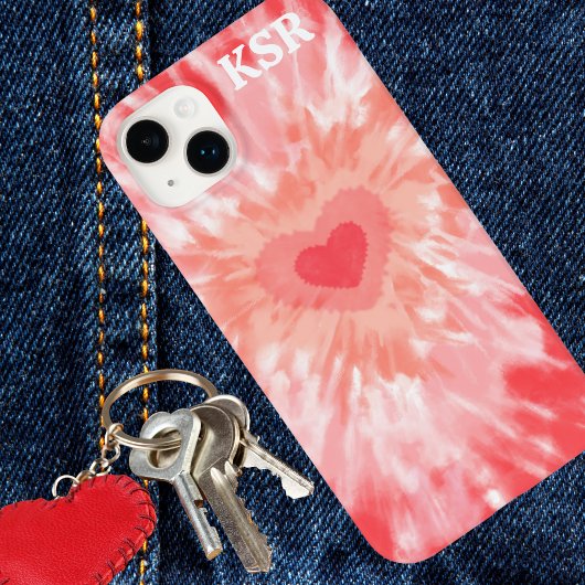 Tie Dye Heart Monogram Case-Mate iPhone Case