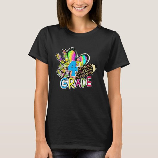 Tie Dye Hello Fourth 4th Grade First Day Of School T-shirt (Voorkant)