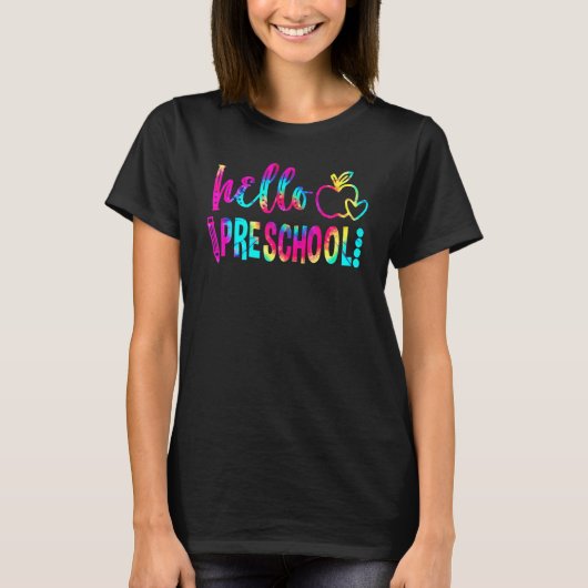 Tie Dye Hello Preschool Back To School Teacher Stu T-shirt (Voorkant)