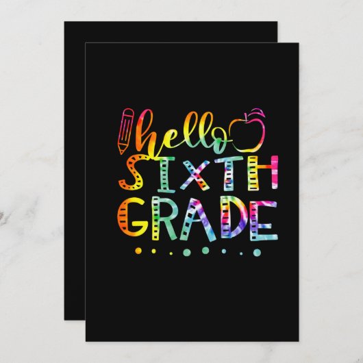 Tie Dye Hello sixth th Grade Teacher Save The Date (Voorkant / Achterkant)