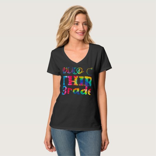 Tie Dye Hello Third 3rd Grade First Day Of School  T-shirt (Voorkant volledig)