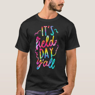 Tie Dye Het is Velddag Y'all Teacher Kinder Field  T-shirt