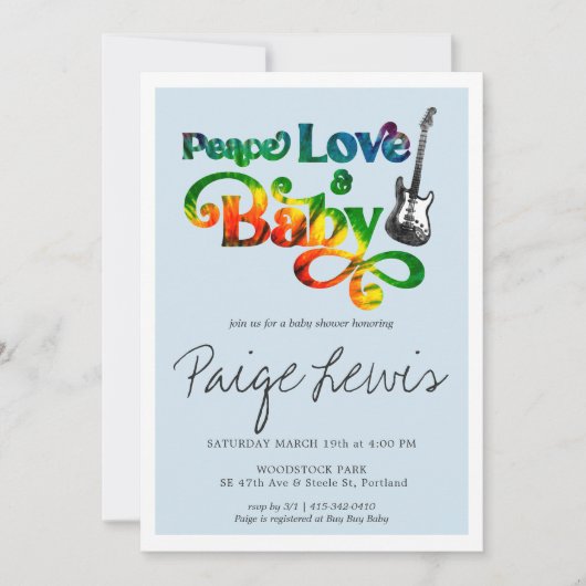 Tie Dye Hippie Baby shower Invitation (Voorkant)