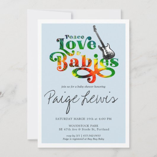 Tie Dye Hippie Baby Shower Uitnodiging (Voorkant)