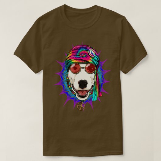 Tie Dye Hippie Bull Terrier Hippiness Peace Love D T-shirt (Design voorkant)
