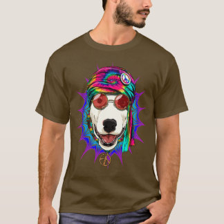 Tie Dye Hippie Bull Terrier Hippiness Peace Love D T-shirt